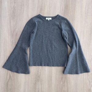 Girls Milly Mini Bell Sleeve Grey Sweater, Size 10